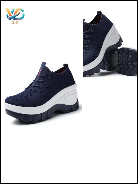 Chunky Platform Orthopedic Walking Shoes Knitted Arch Support Lace Up Lug Sole