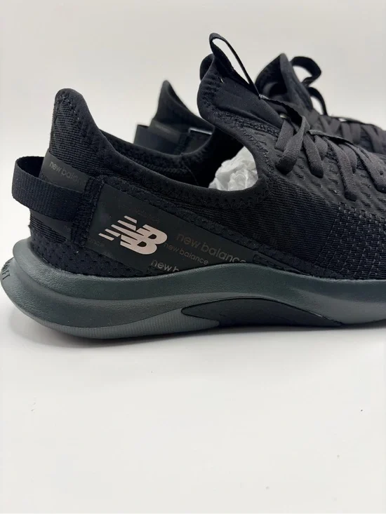 New Balance Women’s Black Knit Slip-On Sneakers with Dark Gray Sole