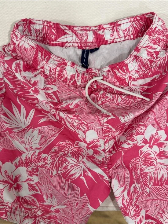 Janie and Jack Pink & White Floral Swim Trunks