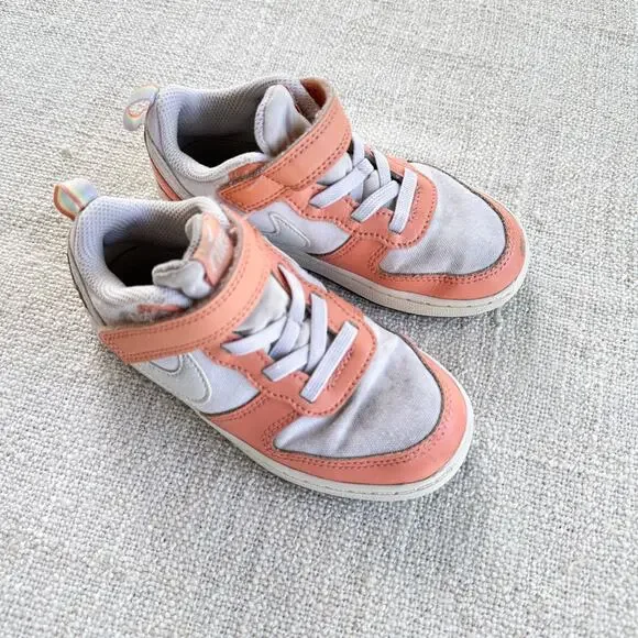 Nike Court Borough Low 2 SE Peach & White Sneakers GUC Toddler size 10