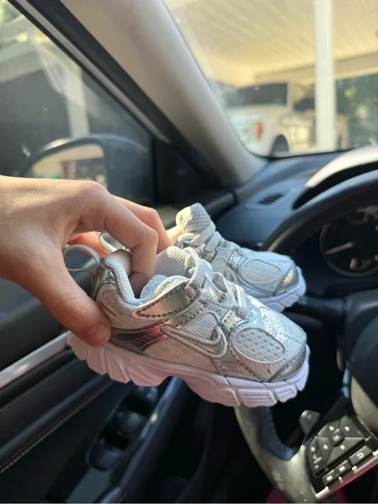 Nike Kids Silver and White Athletic Sneakers
