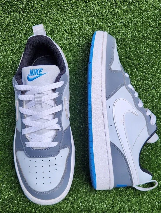 Nike Court Borough Low Big Boys Kids Leather White Gray Sneakers Size 5 Youth