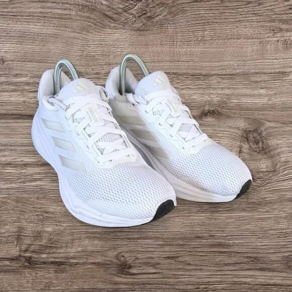 Adidas Response Womens 8.5 Super White Mesh Running Sneakers Minimal Athleisure