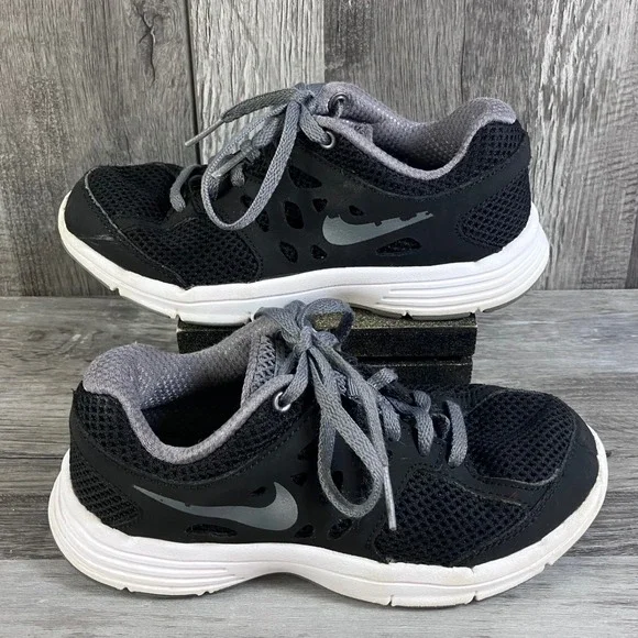 Nike Fusion Lite Kids Running Shoes Black Grey 599292-001 Size 13C