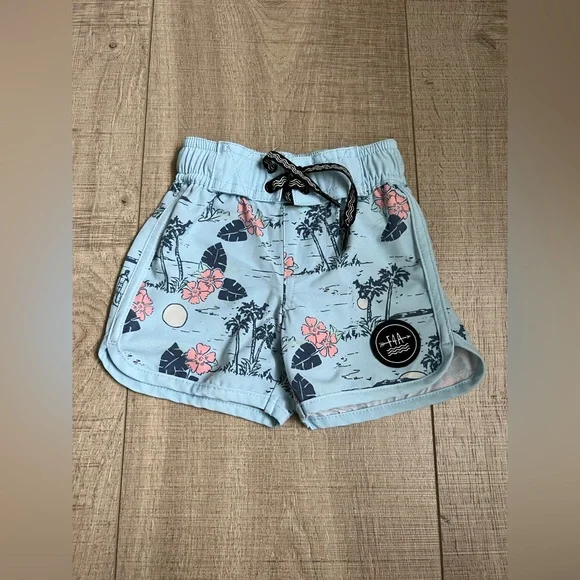 Feather 4 Arrow Swim Trunks with Tropical Print 6-12 Months