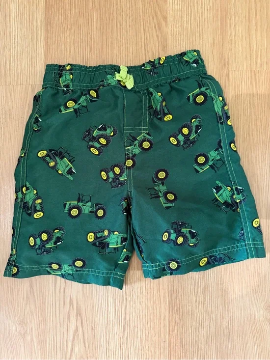 John Deere Green Tractor Print Kids Swim Trunks Shorts 4T