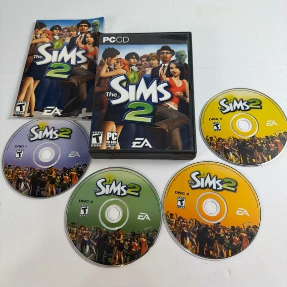 The Sims 2 2004 PC CD Rom Contains all 4 Discs and Instructions Pre-Owned