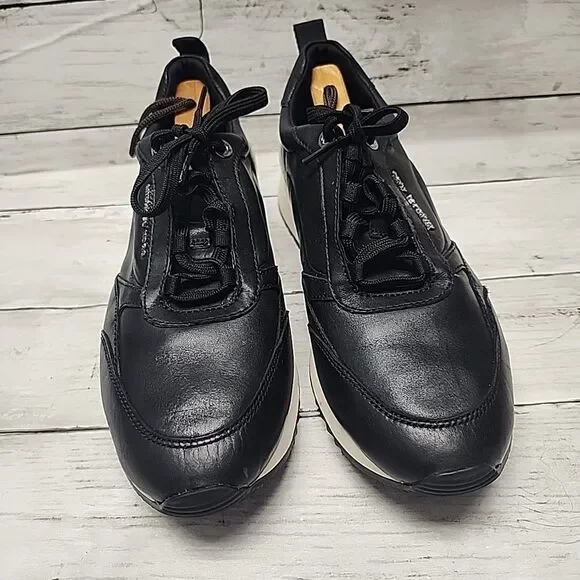 Michael Kors Allie Stride Trainer Smooth Leather Black Sneakers Women's 9.5M