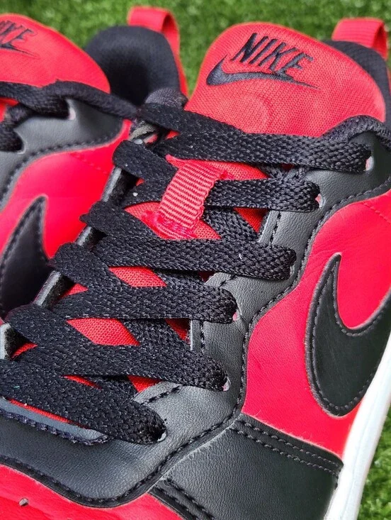 Nike Court Borough Low Big Kids Size 5.5 Youth Red Black Leather Sneakers Shoes