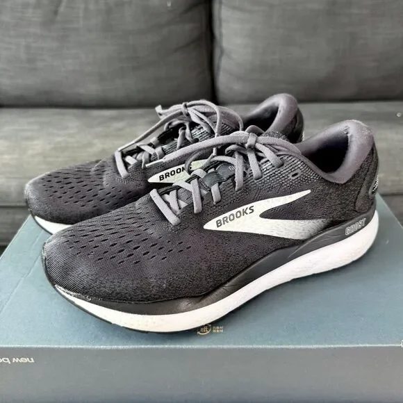 Brooks Ghost 16 Black Grey Running Shoes Women's Size 10
