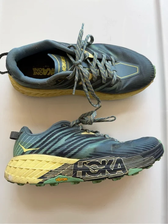 Hoka Women's Blue & Yellow Trail Runners Shoe Sneakers 8.5