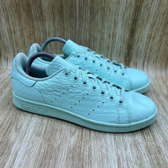 Adidas Stan Smith Women's Size‎ 10 Frozen Mint Green Croc Sneakers Shoes AQ6806