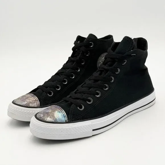 Converse All Star Chuck Taylor High Top Lace Up Black Basketball Shoes with Meta