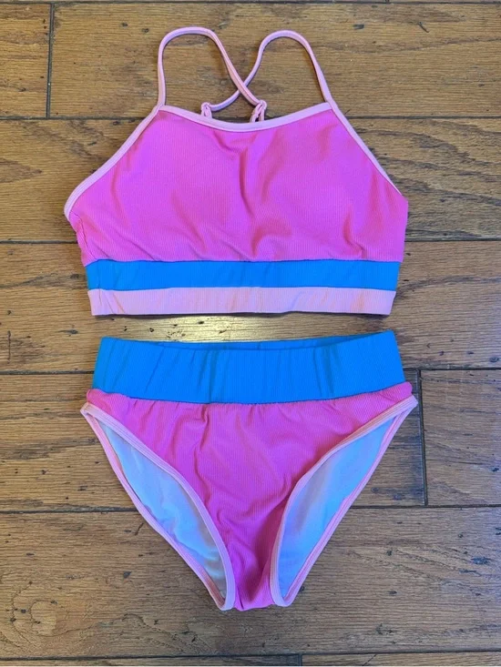 Andy & Evan Youth Ribbed Color block Bikini Set