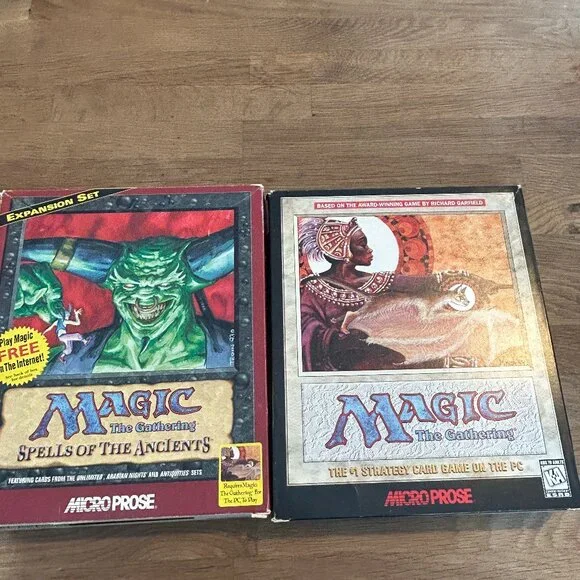 Lot of 2 MAGIC THE GATHERING Microprose PC Game and Expansion Set Complete 1997