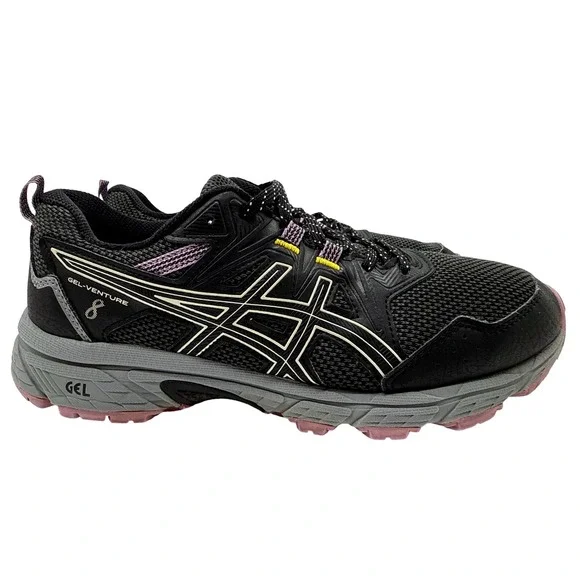 Asics Gel-Venture 8 Running Shoes Womens 8.5 Black Lavender Excellent Trail