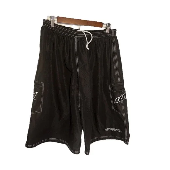 Worth XXXL Youth BoardShorts Black White Outline Logo‎ Cargo Wideleg Beach