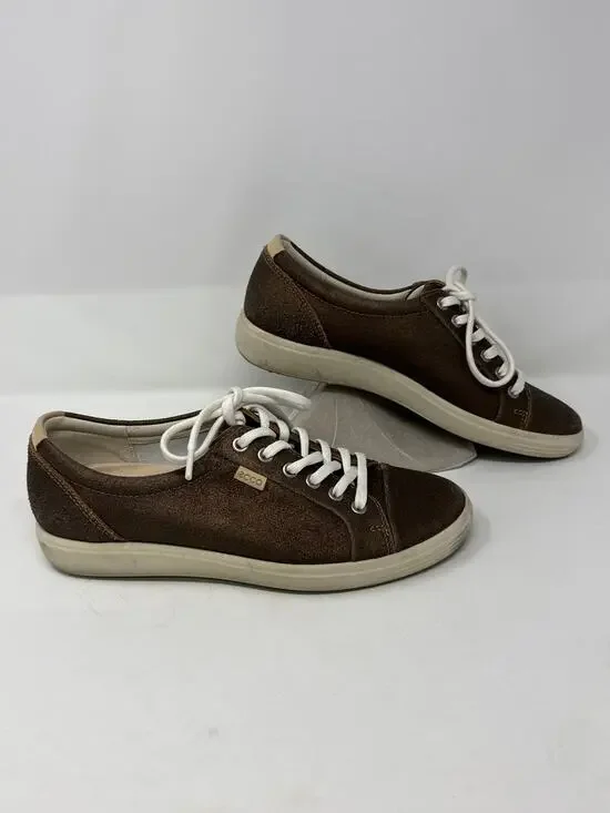 ECCO Leather Sneaker Size 9 Dark Gold Sparkle  (A4)