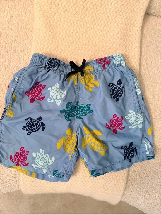 Vilebrequin Light Blue Swim Trunks with Multicolor Turtle Print