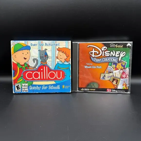 PC Interactive Activities Lot of 2 Caillou & Disney Print Creations