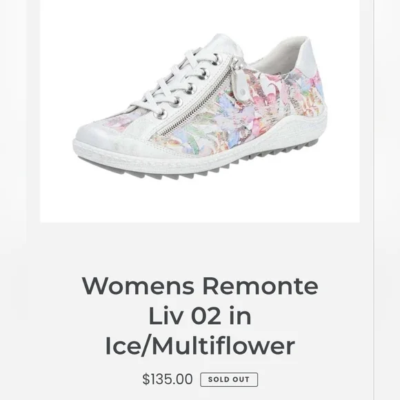 Remonte Liv2 In Ice/Multiflower Soft Insole Sneakers, Women's 40 (8.5)