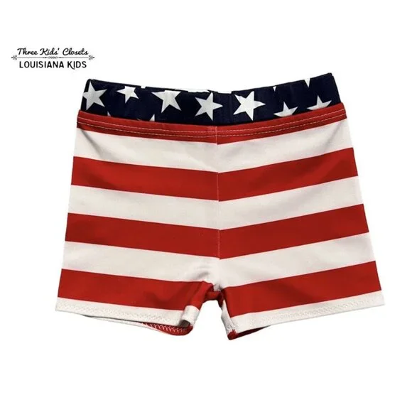 Handmade Small Shop 2T Patriotic Swim Shorts