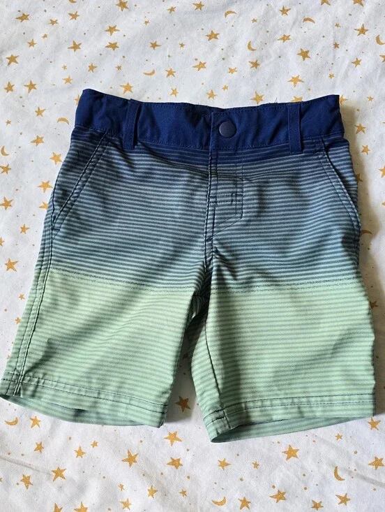 Lot Of 3 Boys Green Swim Shorts / Trunks Bright Colors, Mesh Inside Drawstring