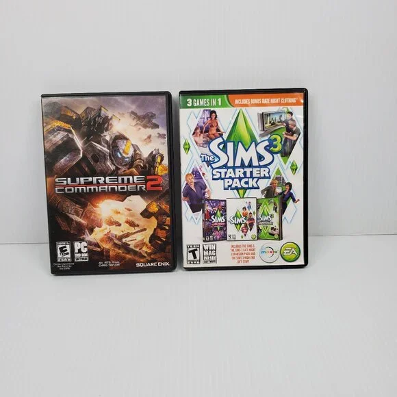 Lot of 2 PC Games, Supreme Commander 2 and The Sims 3 Starter Pack 3 Disc Set