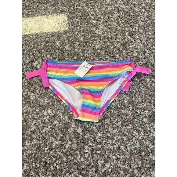NWT CAT & JACK Youth Girl's Aqua Multi Stripe Bikini Bottoms Size XS (4/5)