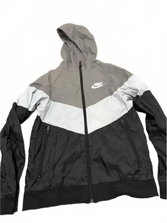 Nike Boys Large Windbreaker Jacket Large Gray Black
