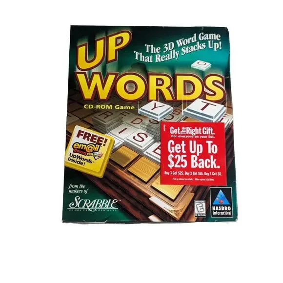 Vintage 1999 Up Words PC Cd-Rom By Hasbro Interactive 3-D Word Game New/Sealed