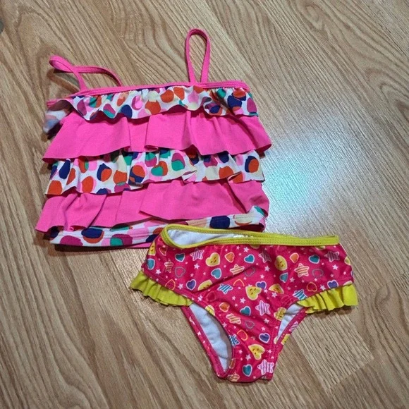 The Childrens Place Peppa‎ Pig Girls 4T Pink Ruffle Tankini Swimsuit Set 2pc