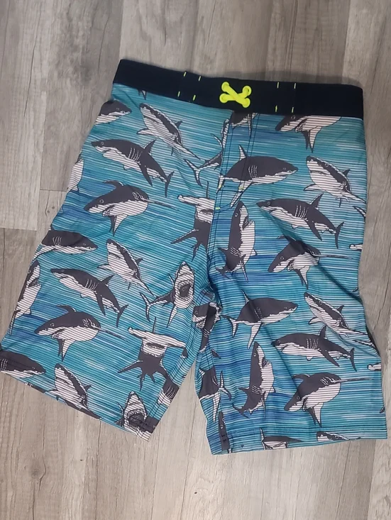 wonder nation Aqua Shark Swim Trunks with Neon Accent