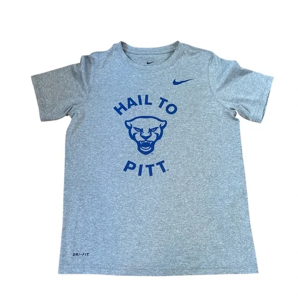 Nike T-Shirt Kids Gray Pitt Panthers Hail To Pitt Dri-FIT Graphic SIZE Medium