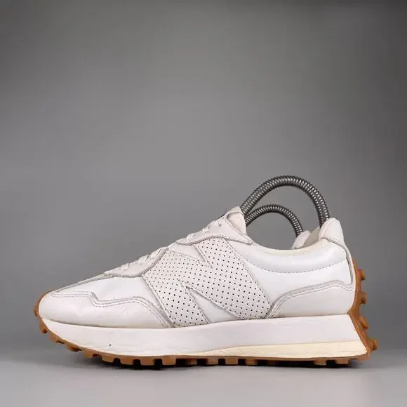 New Balance 327 Women's Size 6 White Leather Casual Sneakers Athletic Shoes EUC