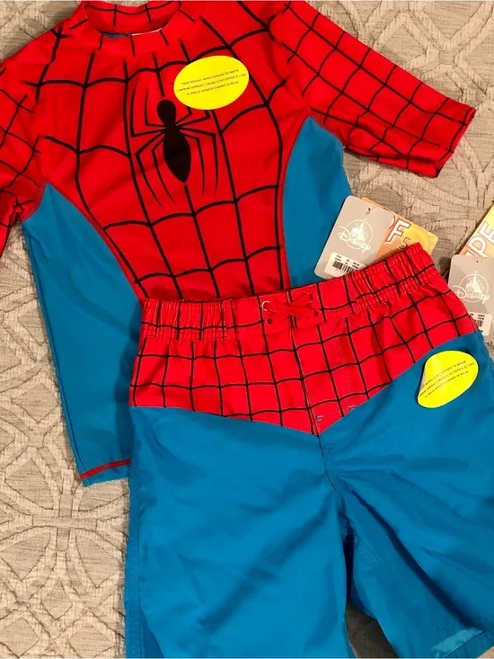 NWT Disney Marvel Spider-Man Two-Piece Boys Swim Set - UPF 50+ (Sz 7/8)