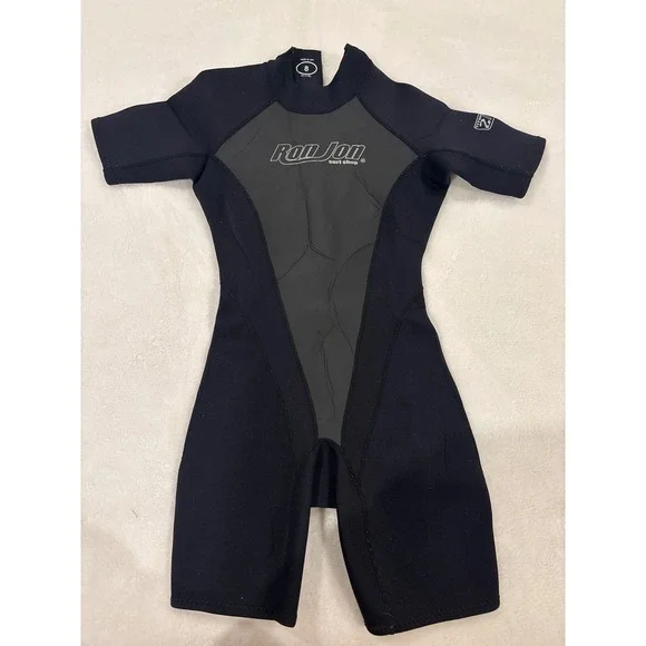 Ron Jon Surf Shop Kids Wetsuit Size 8 Black Grey Shorty Spring Suit Titanium 2