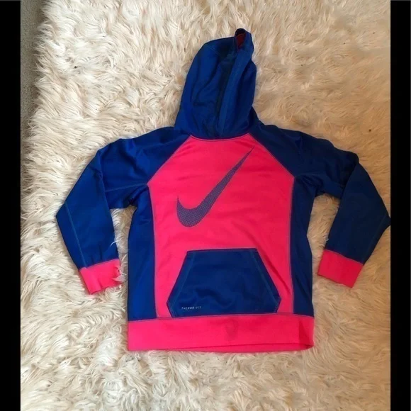 Nike pink and blue kids hoodie sz xl