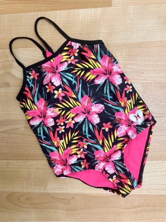 Hurley Girls One Piece Swimsuit Tropical Floral Size 5/6