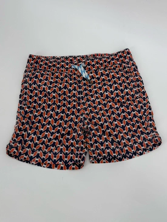 Crewcuts Boys Geo Print Swim Trunks | Navy / Orange / White | Size 3