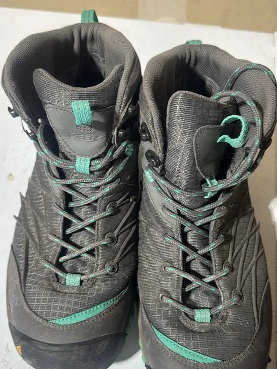 Keen Gray Hiking Shoe with Teal Accents