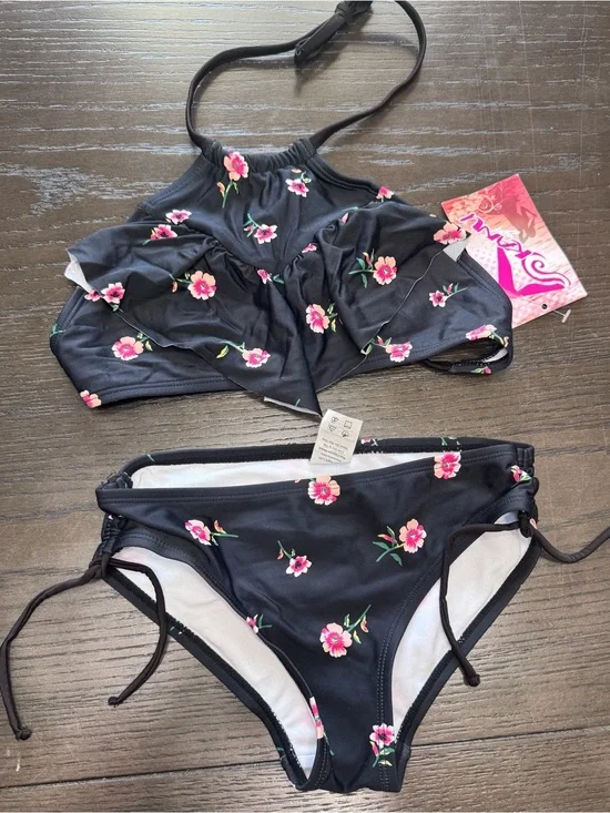 NWT Skye Girls Floral Ruffle Bikini Set size 10