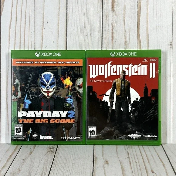 Wolfenstein II: The New Colossus & Payday The Big Score Xbox One 2‎ Lot Complete