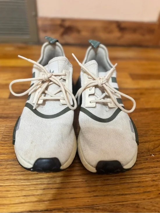adidas Beige and Dark Green Athletic Shoes