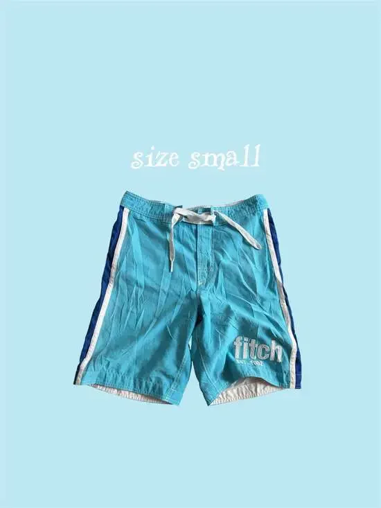 Abercrombie Kids Boy's Blue Striped Board Swim Trunks