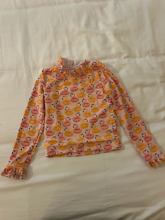 Janie and Jack Pink Rashguard with Yellow & Pink Flamingo Print