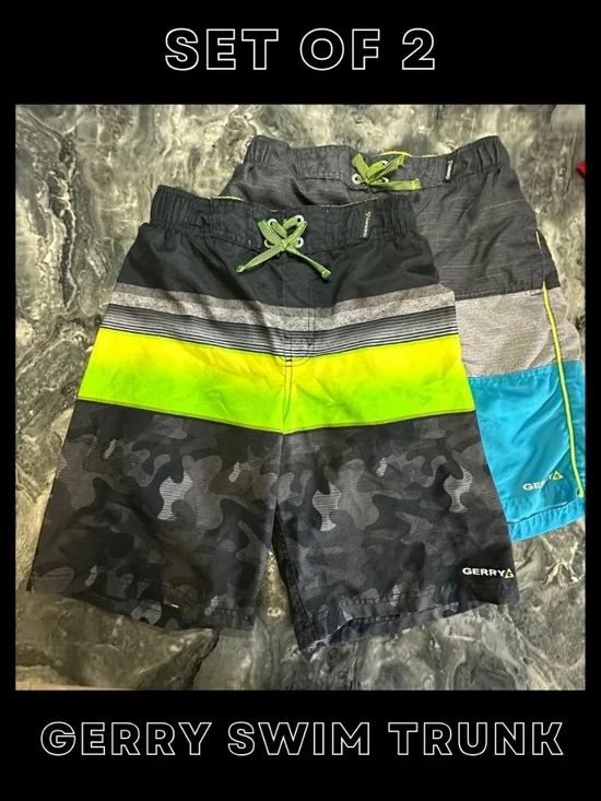 Lot of 2 Gerry UPF 50+ Camo Swim Trunks youth large 14-16