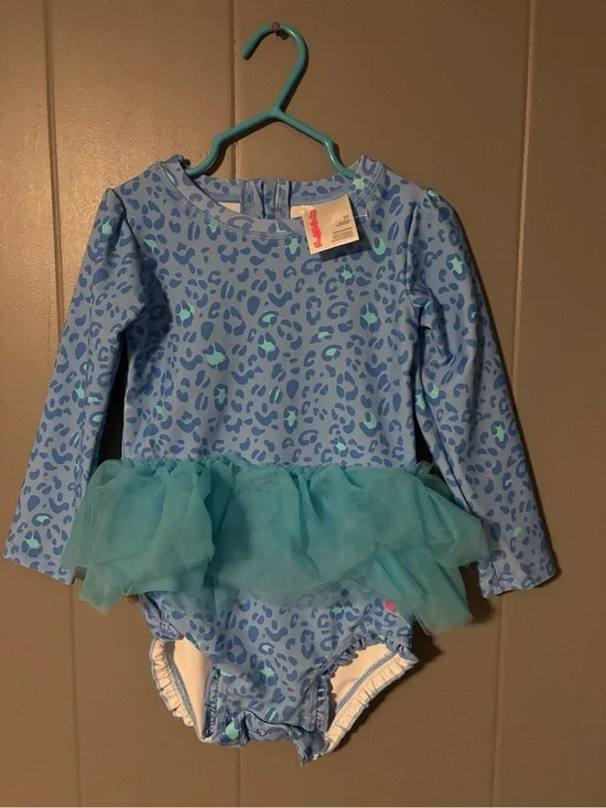 Ruffle Butts Blue Teal Leopard Tutu One-Piece Swimsuit