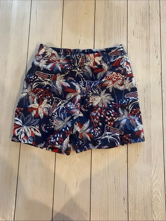 Columbia Navy Swim Trunks with Red and White  Print