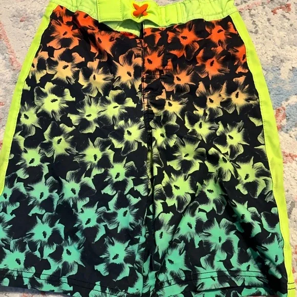 Wonder Nation Kids Swim Trunks - Neon Floral